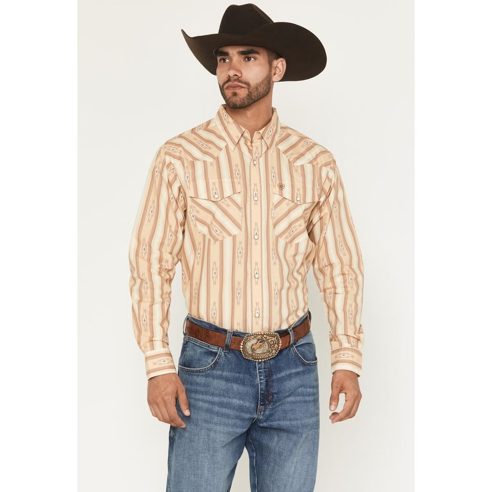 Ariat Men's Tommy Southwestern Pearl Snap Western Shirt XXL Tan Cowboy Rodeo NEW